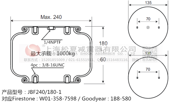 JBF240-180-1橡膠<a href='http://hzfyx.com/' target='_blank'><u>空氣彈簧</u></a>