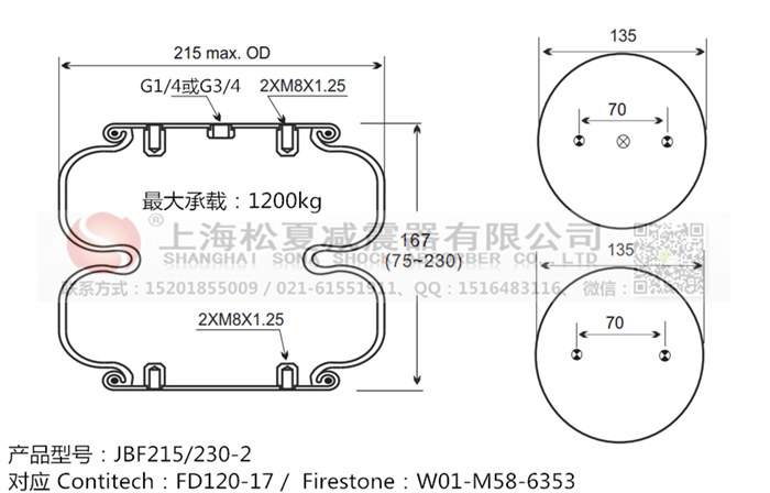 JBF215/230-2橡膠<a href='http://hzfyx.com/' target='_blank'><u>空氣彈簧</u></a>