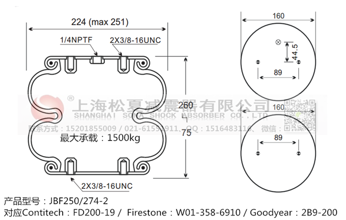 JBF250/274-2橡膠<a href='http://hzfyx.com/' target='_blank'><u>空氣彈簧</u></a>