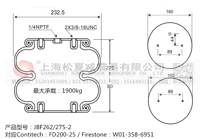 JBF262/275-2橡膠<a href='http://hzfyx.com/' target='_blank'><u>空氣彈簧</u></a>