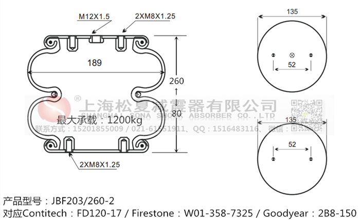 JBF203/260-2橡膠<a href='http://hzfyx.com/' target='_blank'><u>空氣彈簧</u></a>